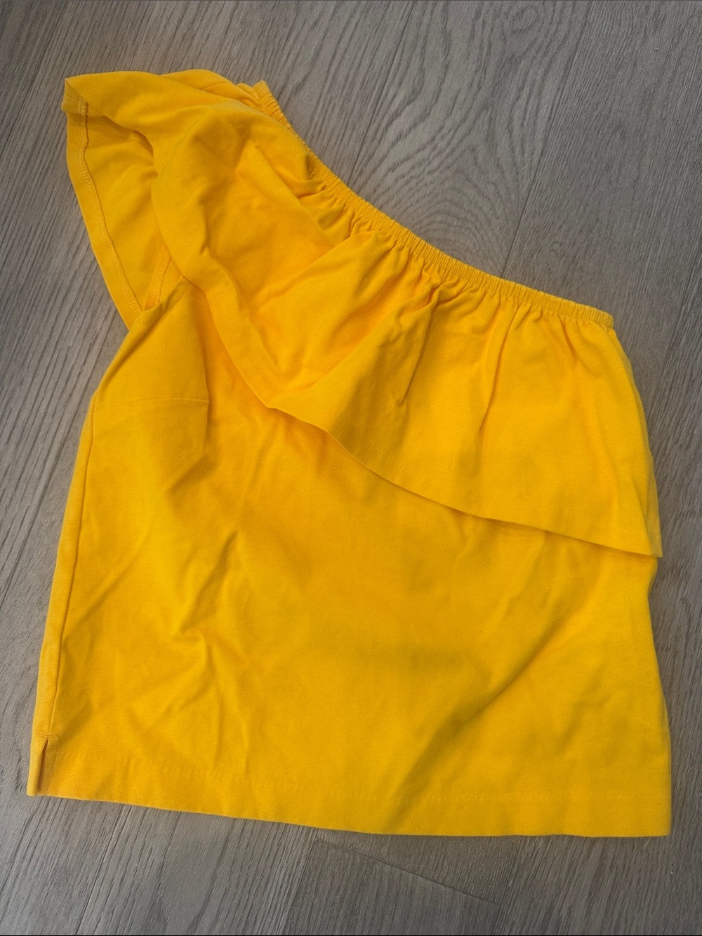 J. Crew One-Shoulder Ruffle Top in Bright Yellow